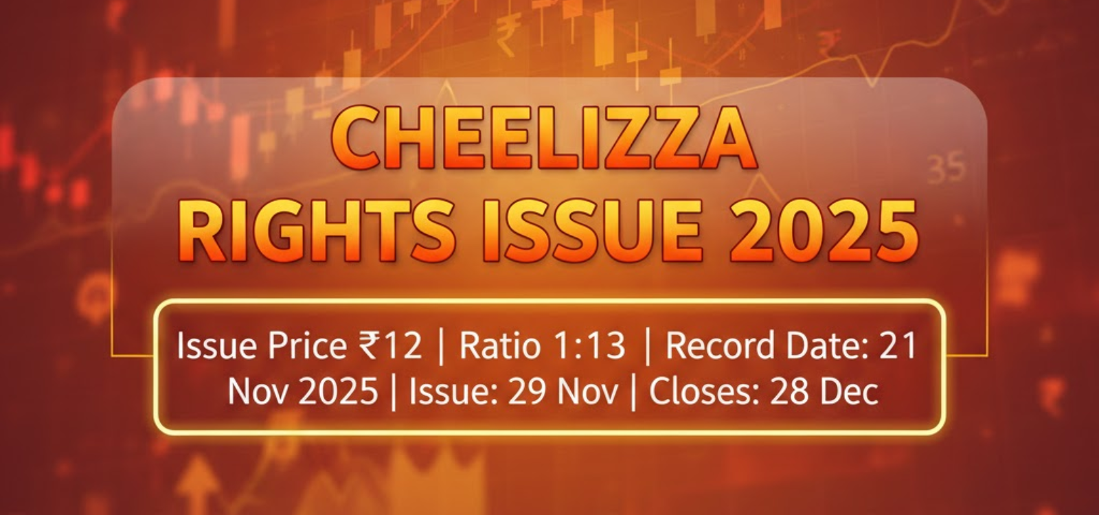 Cheelizza Rights Issue 2025 allows eligible shareholders to buy shares at ₹12 each in a 1:13 ratio. Know record date, eligibility, forms, payment details, and whether you should apply.